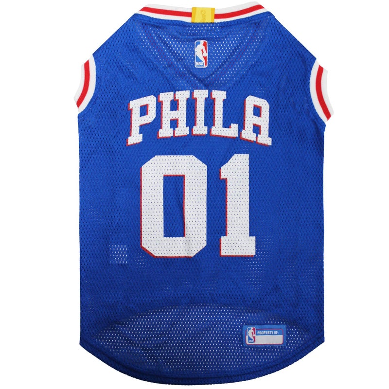 Pets First NBA PHILADELPHIA 76ERS DOG Jersey, Medium - Tank Top Basketball Pet Jersey (76R-4047-MD) - Image 1